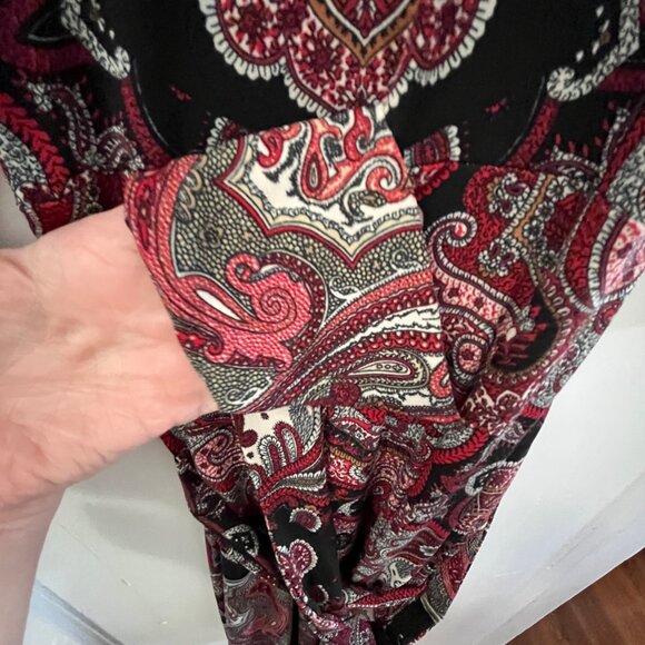 Faux Wrap Dress Paisley Pattern - Flattering Office Dress - Vintage 90s? EUC - Picture 9 of 9